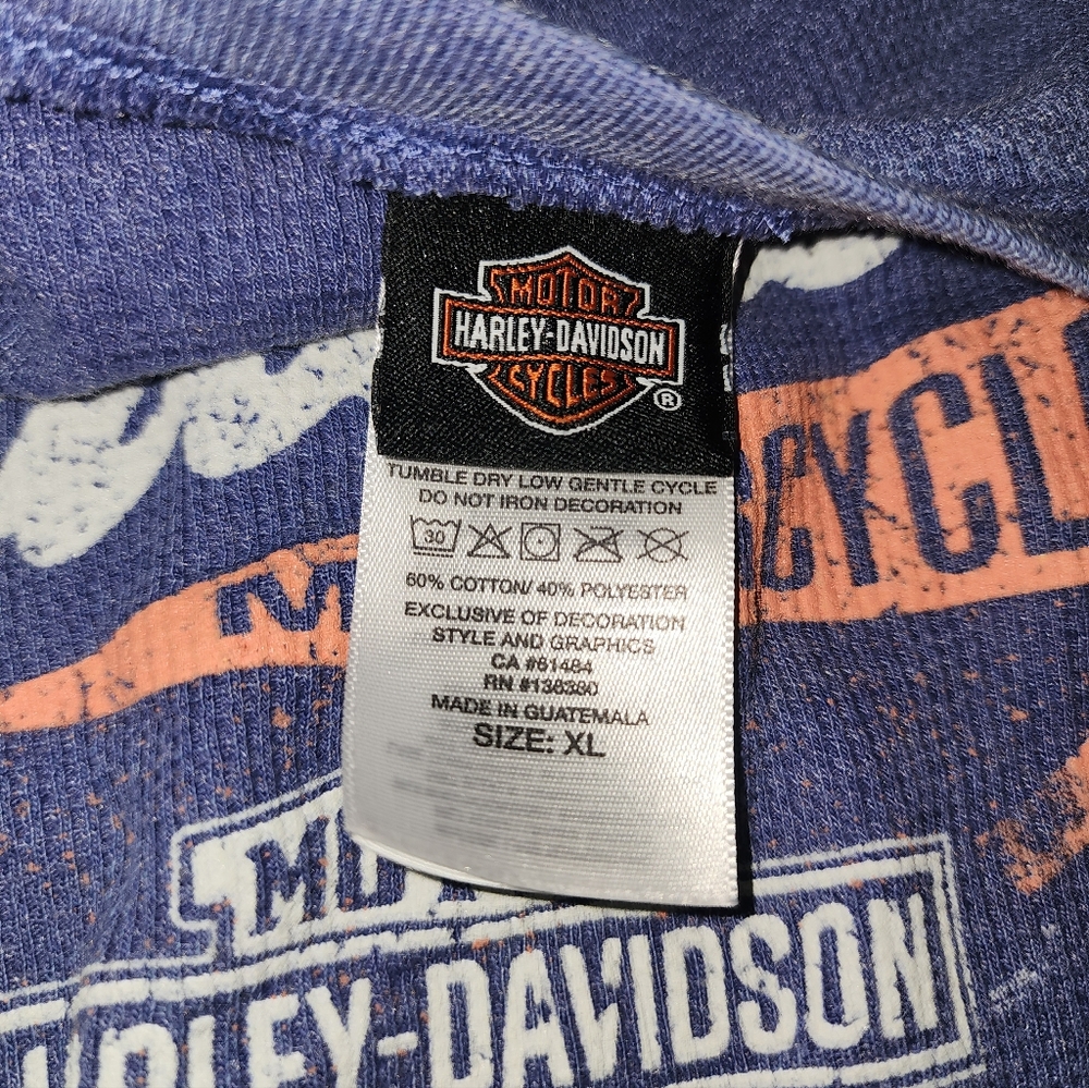 Harley Davidson Womens Long Sleeve Thermal Shirt XL Purple Vneck Biker Daytona - Picture 4 of 6